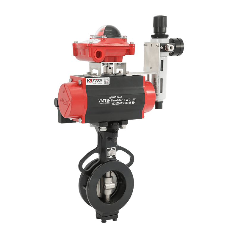 Vanne papillon pneumatique double excentrique