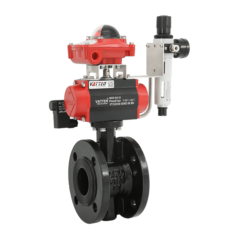 Vanne papillon pneumatique à bride