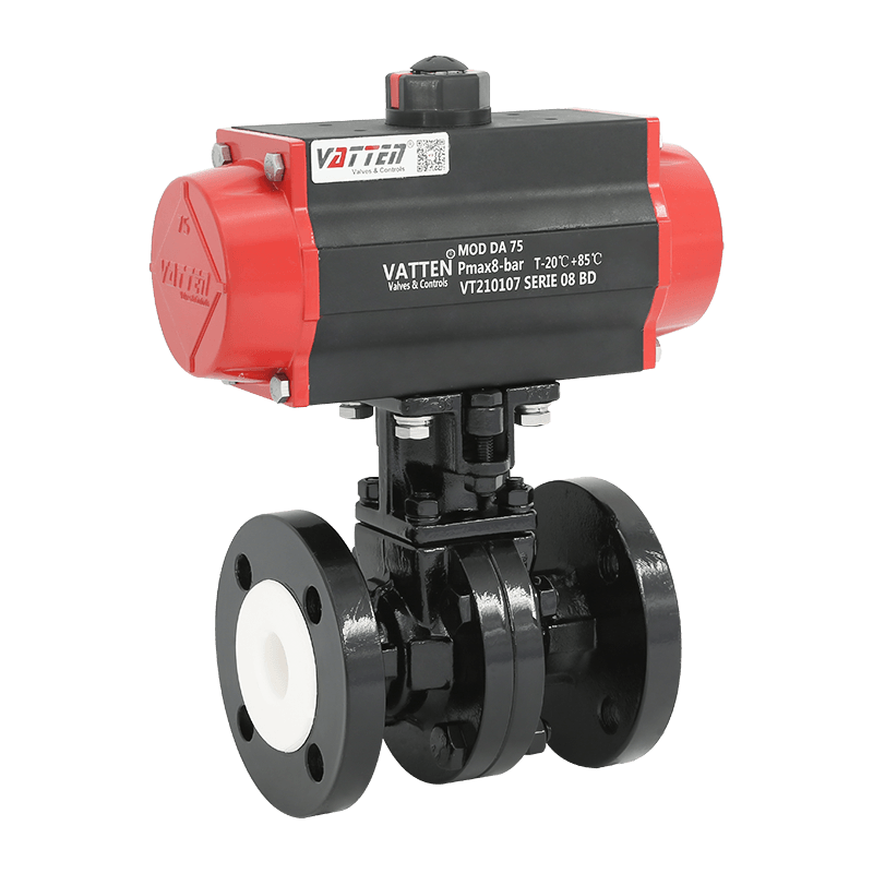 Robinet à bille pneumatique à bride doublé de fluor